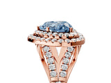 Rose gold Fancy Blue Heart  Cut Double Halo Split Shank Diamond Ring with Prong Setting_54