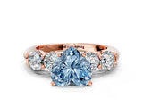 Rose gold Fancy Blue Heart  Cut Five-Stone Prong Set Diamond Ring with Classic Band_54