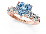 Rose gold Fancy Blue Heart  Cut Five-Stone Prong Set Diamond Ring with Classic Band_55