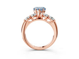 Rose gold Fancy Blue Heart  Cut Five-Stone Prong Set Diamond Ring with Classic Band_57