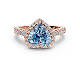 Rose gold Fancy Blue Heart  Cut Halo Diamond Engagement Ring with Pave Band and Four-Prong Setting_28