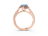 Rose gold Fancy Blue Heart  Cut Halo Diamond Engagement Ring with Pave Band and Four-Prong Setting_31