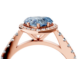 Rose gold Fancy Blue Heart  Cut Halo Diamond Engagement Ring with Pave Band and Four-Prong Setting_32