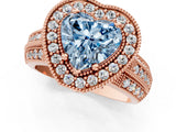 Rose gold Fancy Blue Heart Cut Halo Diamond Engagement Ring with Pave Split Shank and Four-Prong Setting_1