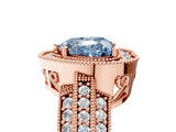 Rose gold Fancy Blue Heart Cut Halo Diamond Engagement Ring with Pave Split Shank and Four-Prong Setting_5