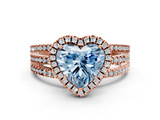 Rose gold Fancy Blue Heart  Cut Halo Diamond Engagement Ring with Split Shank and Four-Prong Setting_20