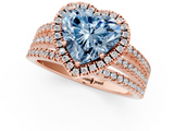 Rose gold Fancy Blue Heart  Cut Halo Diamond Engagement Ring with Split Shank and Four-Prong Setting_21