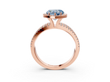 Rose gold Fancy Blue Heart  Cut Halo Diamond Engagement Ring with Split Shank and Four-Prong Setting_23