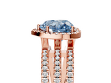 Rose gold Fancy Blue Heart  Cut Halo Diamond Engagement Ring with Split Shank and Four-Prong Setting_25