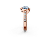 Rose gold Fancy Blue Heart  Cut Halo Diamond Pave Band Ring with Four-Prong Setting_47