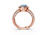 Rose gold Fancy Blue Heart  Cut Halo Diamond Pave Band Ring with Four-Prong Setting_48