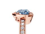Rose gold Fancy Blue Heart  Cut Halo Diamond Pave Band Ring with Four-Prong Setting_50