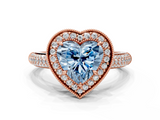 Rose gold Fancy Blue Heart  Cut Halo Diamond Pave Band with Four-Prong Setting_37
