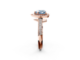 Rose gold Fancy Blue Heart  Cut Halo Diamond Pave Band with Four-Prong Setting_39