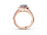 Rose gold Fancy Blue Heart  Cut Halo Diamond Pave Band with Four-Prong Setting_40
