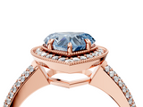 Rose gold Fancy Blue Heart  Cut Halo Diamond Pave Band with Four-Prong Setting_41