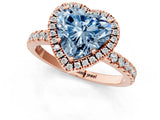 Rose gold Fancy Blue Heart Cut Halo Diamond Pave Band with Prong Setting_1