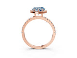 Rose gold Fancy Blue Heart Cut Halo Diamond Pave Band with Prong Setting_3