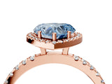 Rose gold Fancy Blue Heart Cut Halo Diamond Pave Band with Prong Setting_4
