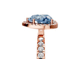 Rose gold Fancy Blue Heart Cut Halo Diamond Pave Band with Prong Setting_5