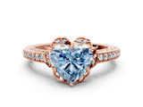 Rose gold Fancy Blue Heart  Cut Halo Diamond Ring with Channel Set Band and Four-Prong Setting_32