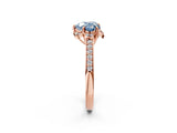 Rose gold Fancy Blue Heart  Cut Halo Diamond Ring with Channel Set Band and Four-Prong Setting_34