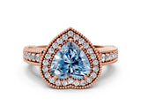 Rose gold Fancy Blue Heart  Cut Halo Diamond Ring with Pavé Band and Four-Prong Setting_51