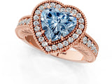 Rose gold Fancy Blue Heart  Cut Halo Diamond Ring with Pavé Band and Four-Prong Setting_52