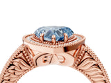 Rose gold Fancy Blue Heart  Cut Halo Diamond Ring with Pavé Band and Four-Prong Setting_55