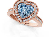 Rose gold Fancy Blue Heart  Cut Halo Diamond Ring with Pavé Band and Milgrain Prong Setting_33