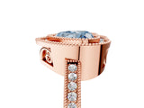 Rose gold Fancy Blue Heart  Cut Halo Diamond Ring with Pavé Band and Milgrain Prong Setting_37