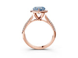 Rose gold Fancy Blue Heart Cut Halo Diamond Ring with Pavé Band_3