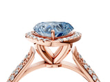 Rose gold Fancy Blue Heart Cut Halo Diamond Ring with Pavé Band_4