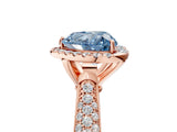 Rose gold Fancy Blue Heart Cut Halo Diamond Ring with Pavé Band_5