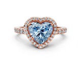 Rose gold Fancy Blue Heart  Cut Halo Diamond Ring with Pave Band and Four-Prong Setting_23