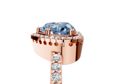 Rose gold Fancy Blue Heart  Cut Halo Diamond Ring with Pave Band and Four-Prong Setting_28