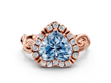 Rose gold Fancy Blue Heart  Cut Halo Diamond Ring with Scrollwork Band and Four-Prong Setting_83