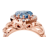 Rose gold Fancy Blue Heart  Cut Halo Diamond Ring with Scrollwork Band and Four-Prong Setting_87