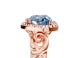 Rose gold Fancy Blue Heart  Cut Halo Diamond Ring with Scrollwork Band and Four-Prong Setting_88