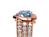 Rose gold Fancy Blue Heart Cut Halo Diamond Split Shank Ring with Prong Setting_17