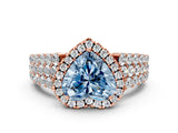 Rose gold Fancy Blue Heart Cut Halo Pavé Diamond Engagement Ring with Split Shank and Four-Prong Setting_3