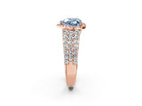 Rose gold Fancy Blue Heart Cut Halo Pavé Diamond Engagement Ring with Split Shank and Four-Prong Setting_5