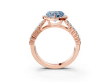 Rose gold Fancy Blue Heart Cut Halo Pavé Diamond Engagement Ring with Split Shank and Four-Prong Setting_6