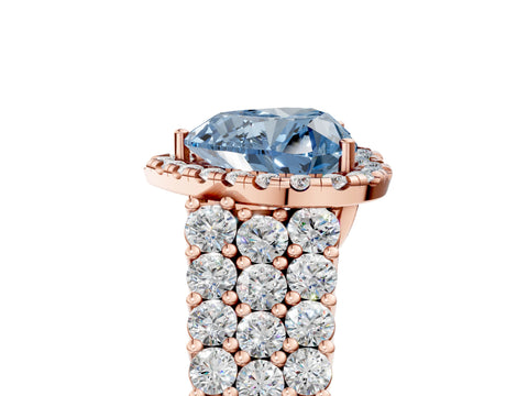 Rose gold Fancy Blue Heart Cut Halo Pavé Diamond Engagement Ring with Split Shank and Four-Prong Setting_8