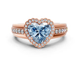 Rose gold Fancy Blue Heart  Cut Halo Pave Band Four-Prong Ring_49