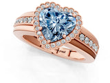 Rose gold Fancy Blue Heart  Cut Halo Pave Band Four-Prong Ring_50