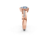 Rose gold Fancy Blue Heart  Cut Halo Pave Band Four-Prong Ring_51