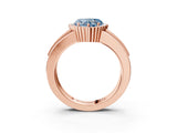 Rose gold Fancy Blue Heart  Cut Halo Pave Band Four-Prong Ring_52