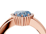 Rose gold Fancy Blue Heart  Cut Halo Pave Band Four-Prong Ring_53