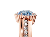 Rose gold Fancy Blue Heart  Cut Halo Pave Band Four-Prong Ring_54
